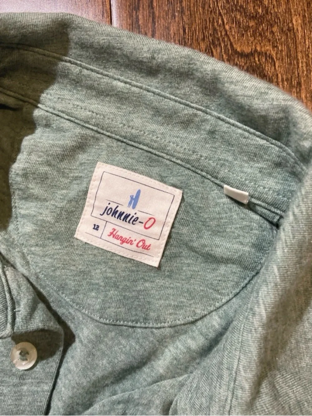 Johnnie O boys polo long sleeve sage green color SZ 12 boys